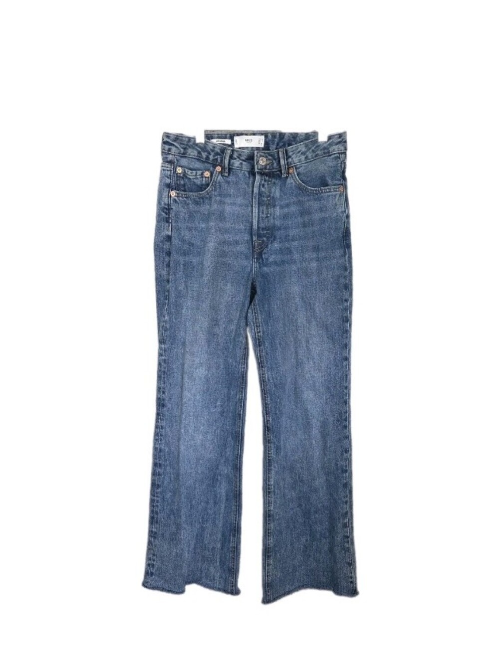 Mango MNG  Ariadna High Rise Wide Legs Jeans Women's Size 6 Raw Hem Streetwear